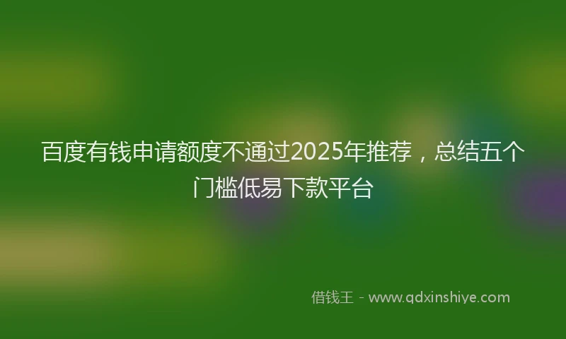 百度有钱申请额度不通过2025年推荐，总结五个门槛低易下款平台