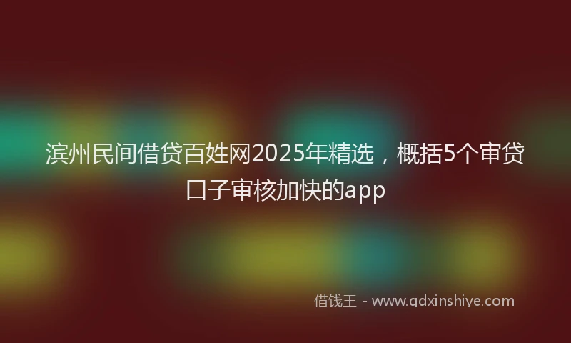滨州民间借贷百姓网2025年精选，概括5个审贷口子审核加快的app
