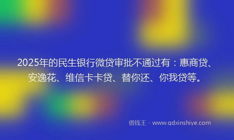 2025年的民生银行微贷审批不通过有：惠商贷、安逸花、维信卡卡贷、替你还、你我贷等。