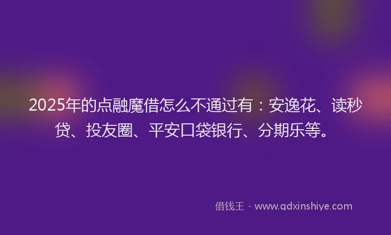 2025年的点融魔借怎么不通过有：安逸花、读秒贷、投友圈、平安口袋银行、分期乐等。