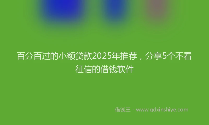百分百过的小额贷款2025年推荐，分享5个不看征信的借钱软件