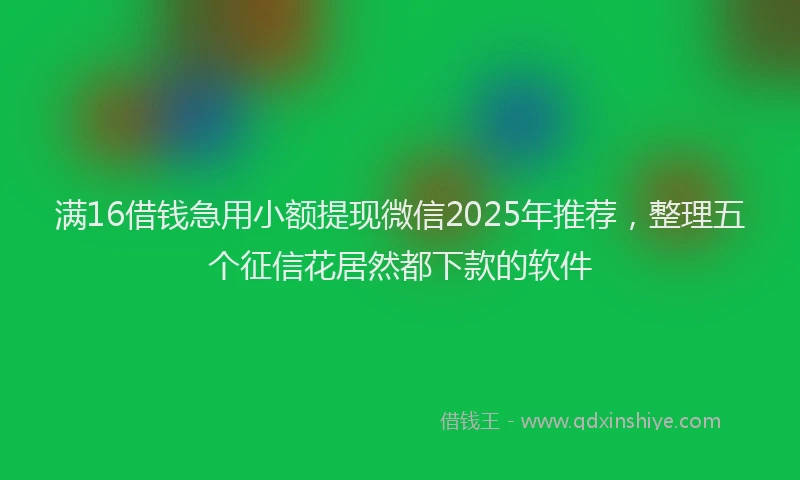 满16借钱急用小额提现微信2025年推荐，整理五个征信花居然都下款的软件