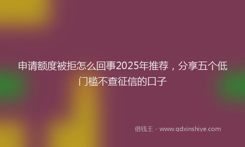 申请额度被拒怎么回事2025年推荐，分享五个低门槛不查征信的口子