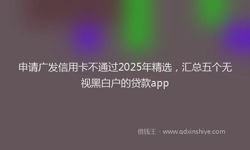 申请广发信用卡不通过2025年精选，汇总五个无视黑白户的贷款app