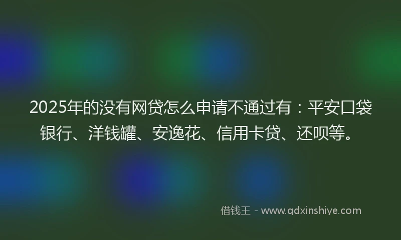 2025年的没有网贷怎么申请不通过有：平安口袋银行、洋钱罐、安逸花、信用卡贷、还呗等。