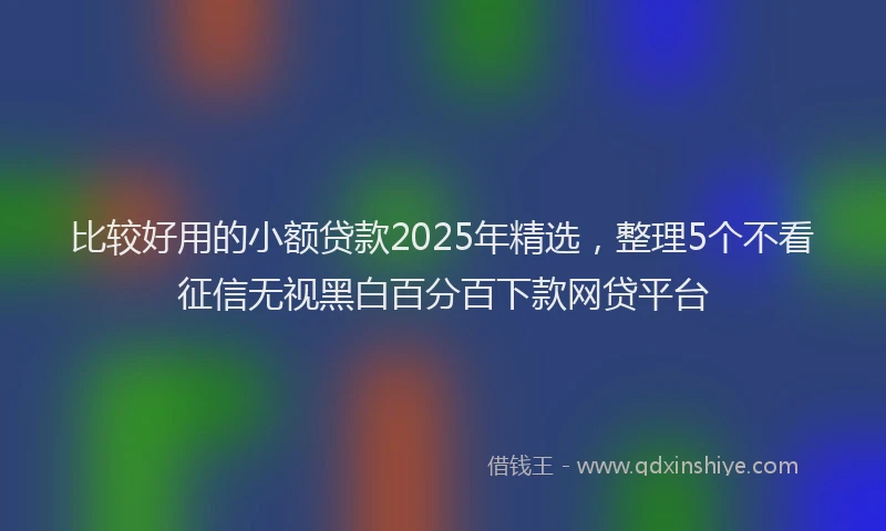 比较好用的小额贷款2025年精选，整理5个不看征信无视黑白百分百下款网贷平台