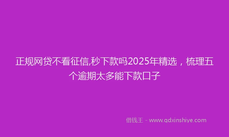 正规网贷不看征信,秒下款吗2025年精选，梳理五个逾期太多能下款口子