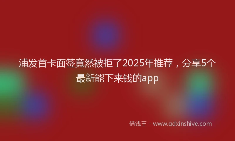 浦发首卡面签竟然被拒了2025年推荐，分享5个最新能下来钱的app