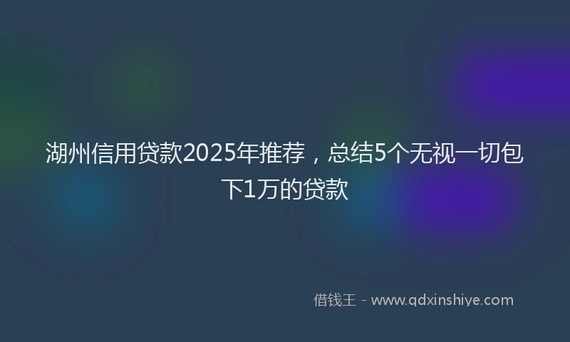 湖州信用贷款2025年推荐，总结5个无视一切包下1万的贷款