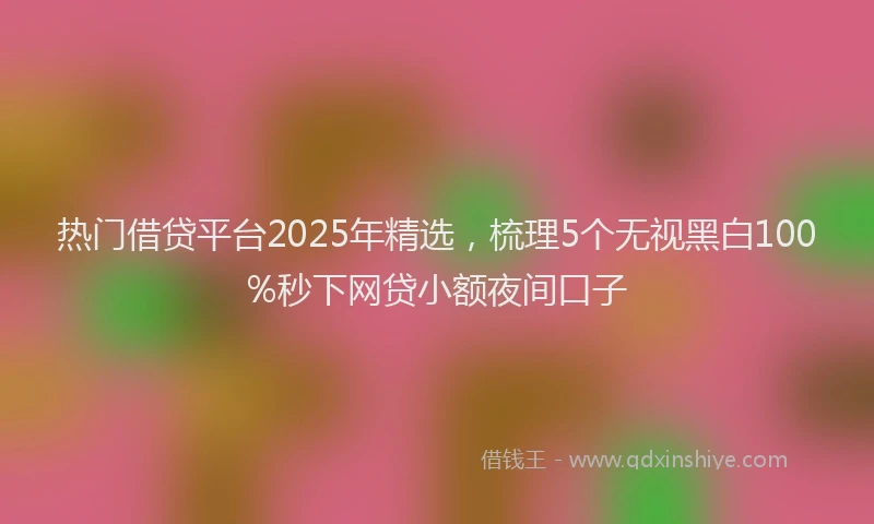 热门借贷平台2025年精选，梳理5个无视黑白100%秒下网贷小额夜间口子
