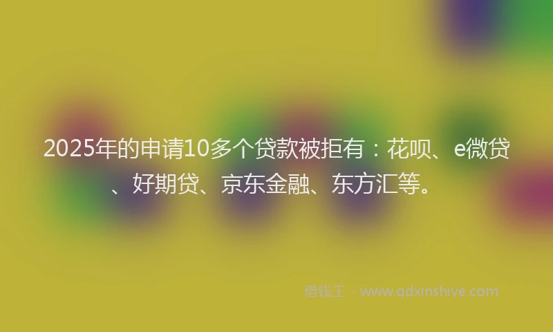 2025年的申请10多个贷款被拒有：花呗、e微贷、好期贷、京东金融、东方汇等。