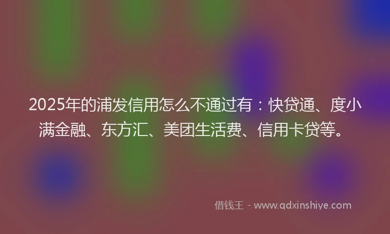 2025年的浦发信用怎么不通过有：快贷通、度小满金融、东方汇、美团生活费、信用卡贷等。