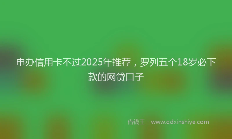 申办信用卡不过2025年推荐，罗列五个18岁必下款的网贷口子
