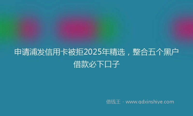 申请浦发信用卡被拒2025年精选，整合五个黑户借款必下口子