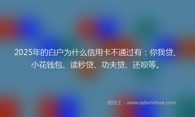 2025年的白户为什么信用卡不通过有：你我贷、小花钱包、读秒贷、功夫贷、还呗等。