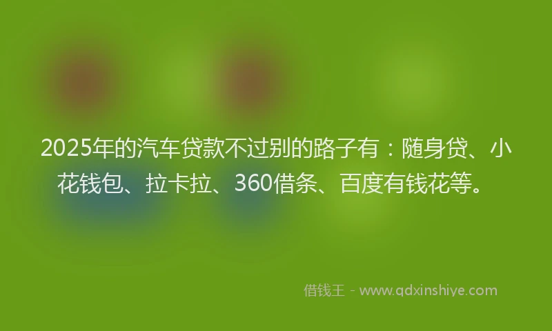 2025年的汽车贷款不过别的路子有：随身贷、小花钱包、拉卡拉、360借条、百度有钱花等。