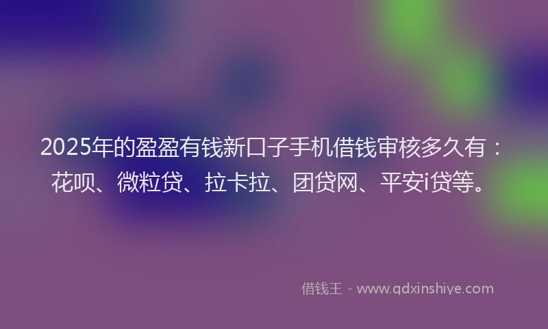 2025年的盈盈有钱新口子手机借钱审核多久有：花呗、微粒贷、拉卡拉、团贷网、平安i贷等。