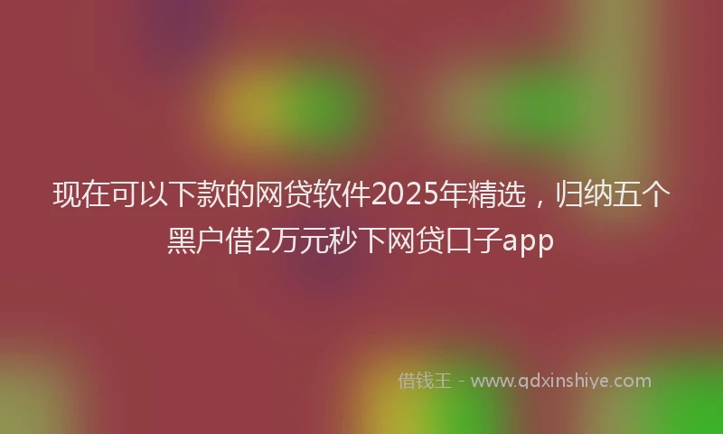 现在可以下款的网贷软件2025年精选，归纳五个黑户借2万元秒下网贷口子app