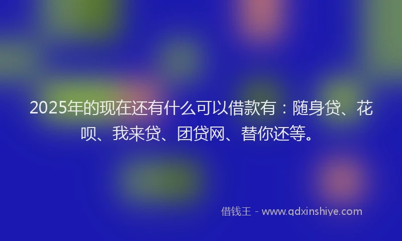 2025年的现在还有什么可以借款有：随身贷、花呗、我来贷、团贷网、替你还等。