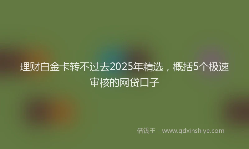 理财白金卡转不过去2025年精选，概括5个极速审核的网贷口子
