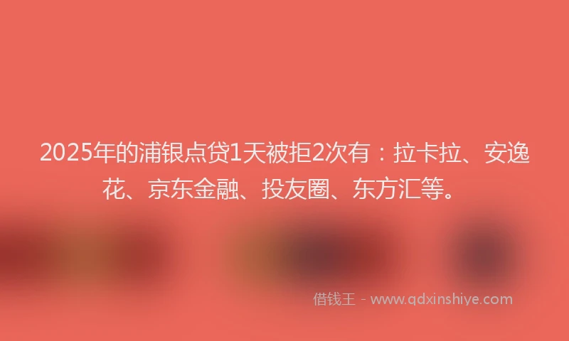 2025年的浦银点贷1天被拒2次有：拉卡拉、安逸花、京东金融、投友圈、东方汇等。