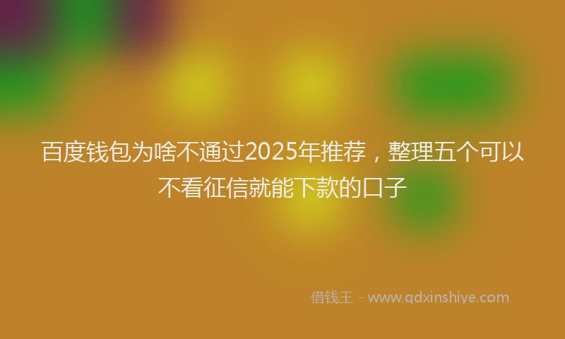 百度钱包为啥不通过2025年推荐，整理五个可以不看征信就能下款的口子