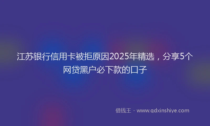 江苏银行信用卡被拒原因2025年精选，分享5个网贷黑户必下款的口子