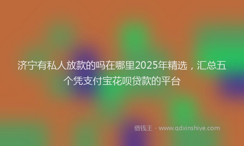 济宁有私人放款的吗在哪里2025年精选，汇总五个凭支付宝花呗贷款的平台