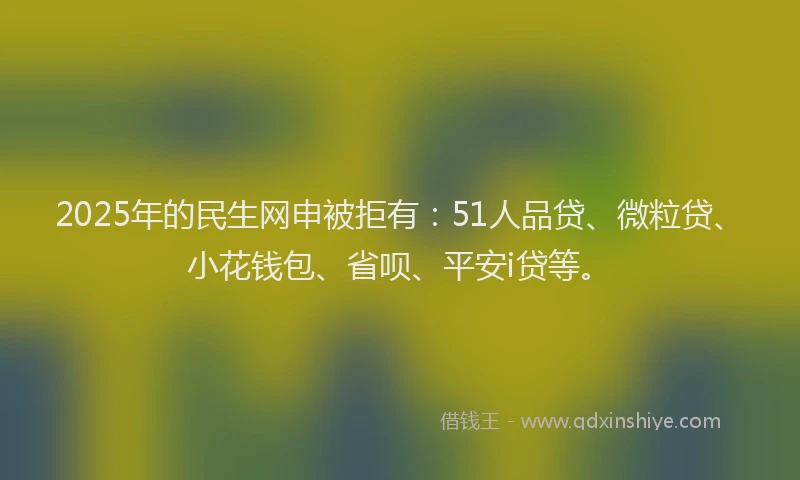 2025年的民生网申被拒有：51人品贷、微粒贷、小花钱包、省呗、平安i贷等。