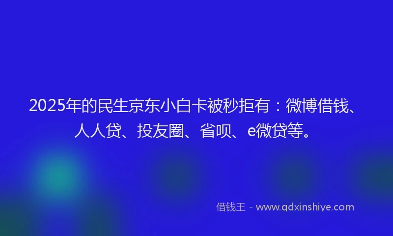 2025年的民生京东小白卡被秒拒有：微博借钱、人人贷、投友圈、省呗、e微贷等。
