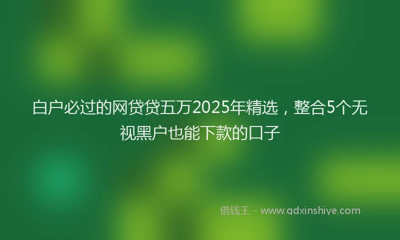 白户必过的网贷贷五万2025年精选，整合5个无视黑户也能下款的口子