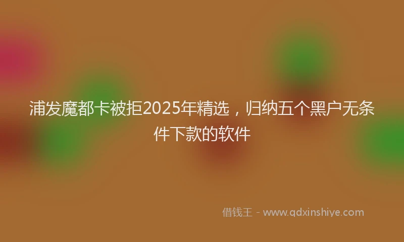 浦发魔都卡被拒2025年精选，归纳五个黑户无条件下款的软件