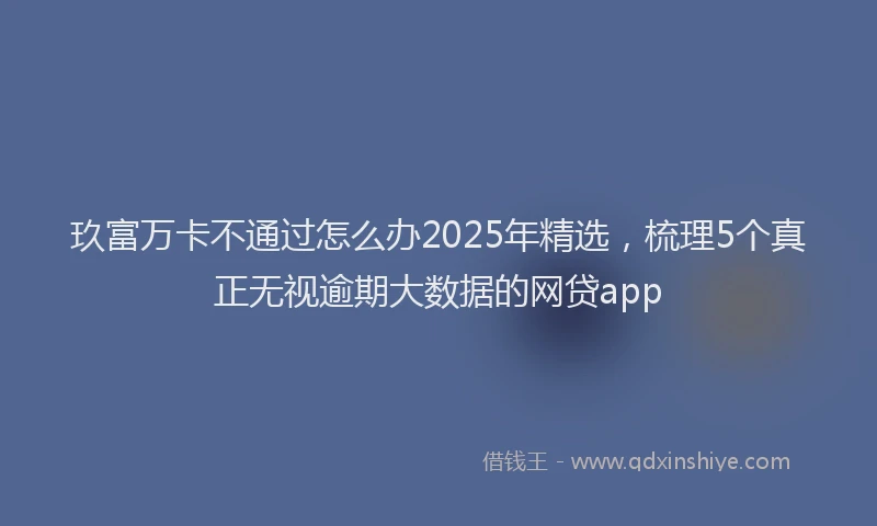 玖富万卡不通过怎么办2025年精选，梳理5个真正无视逾期大数据的网贷app