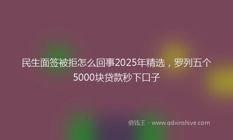 民生面签被拒怎么回事2025年精选，罗列五个5000块贷款秒下口子