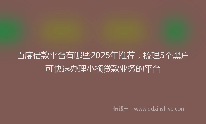 百度借款平台有哪些2025年推荐，梳理5个黑户可快速办理小额贷款业务的平台