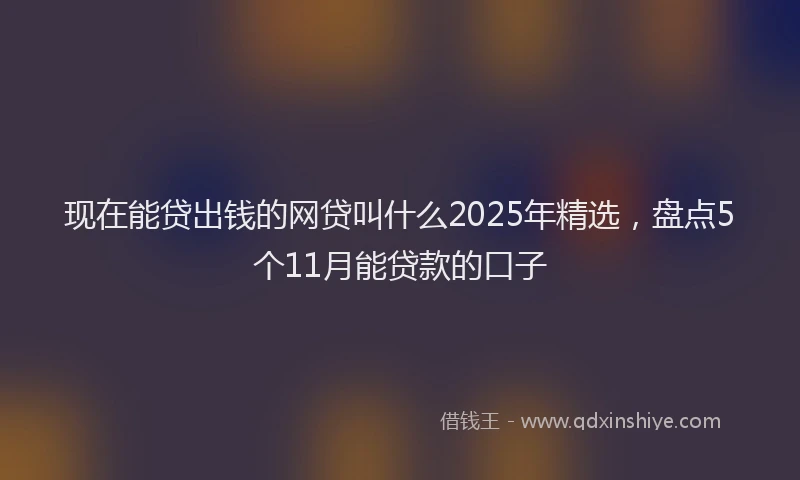 现在能贷出钱的网贷叫什么2025年精选，盘点5个11月能贷款的口子