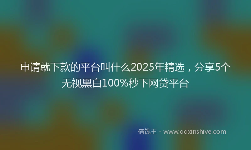 申请就下款的平台叫什么2025年精选，分享5个无视黑白100%秒下网贷平台