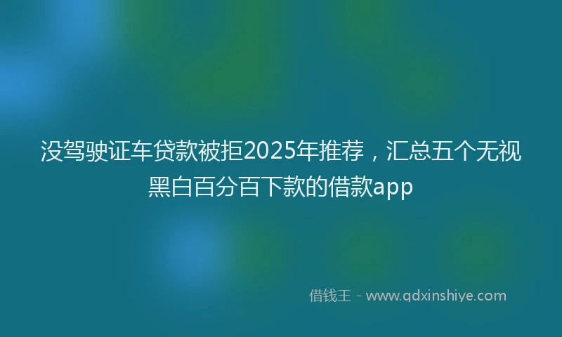 没驾驶证车贷款被拒2025年推荐，汇总五个无视黑白百分百下款的借款app
