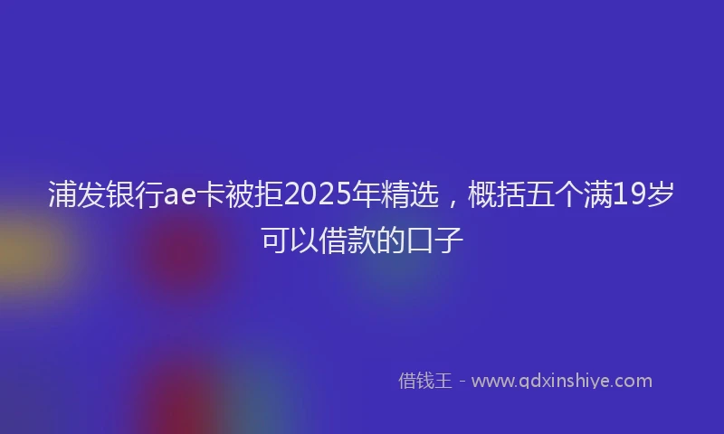 浦发银行ae卡被拒2025年精选，概括五个满19岁可以借款的口子
