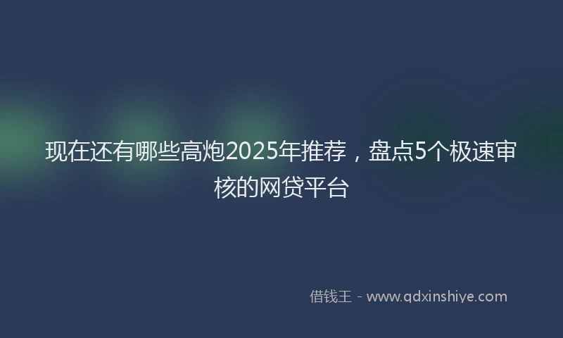 现在还有哪些高炮2025年推荐，盘点5个极速审核的网贷平台