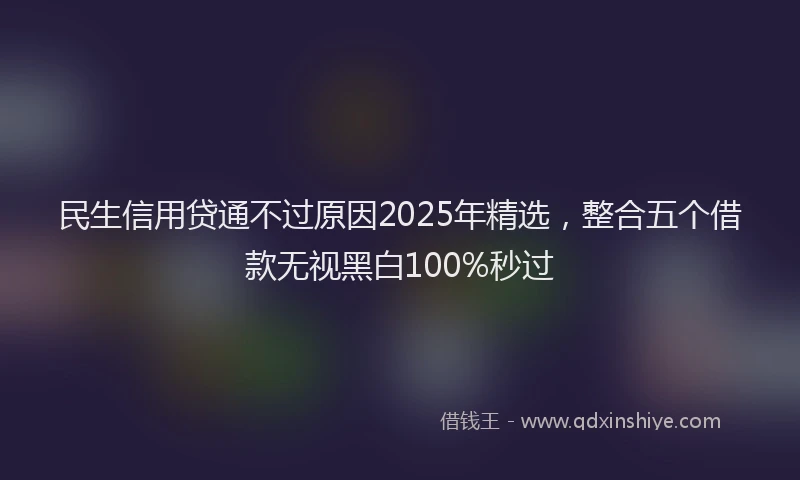 民生信用贷通不过原因2025年精选，整合五个借款无视黑白100%秒过