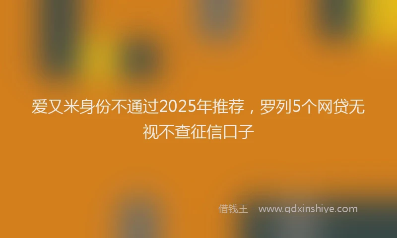 爱又米身份不通过2025年推荐，罗列5个网贷无视不查征信口子