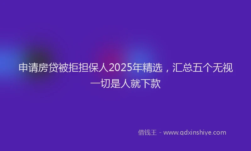 申请房贷被拒担保人2025年精选，汇总五个无视一切是人就下款