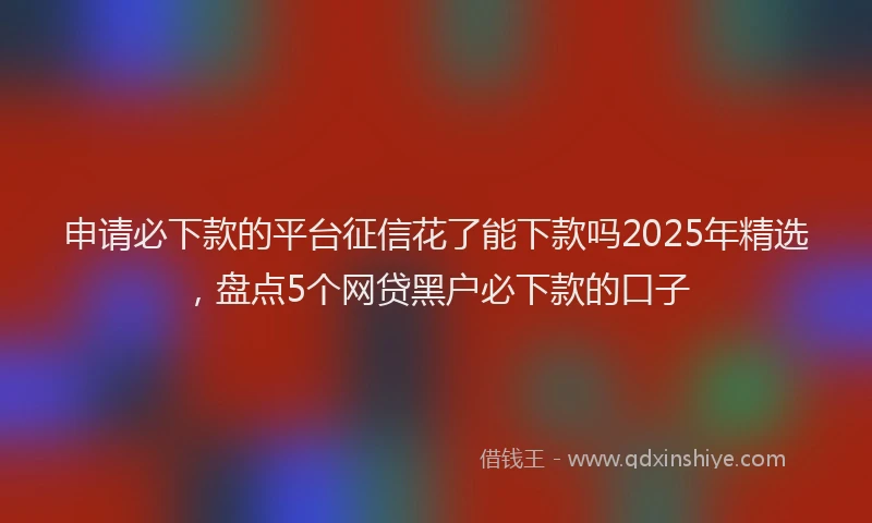 申请必下款的平台征信花了能下款吗2025年精选，盘点5个网贷黑户必下款的口子