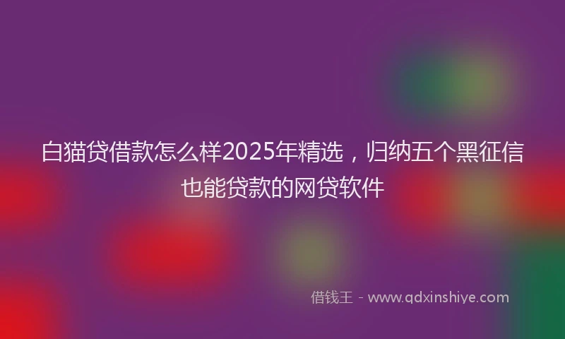 白猫贷借款怎么样2025年精选，归纳五个黑征信也能贷款的网贷软件