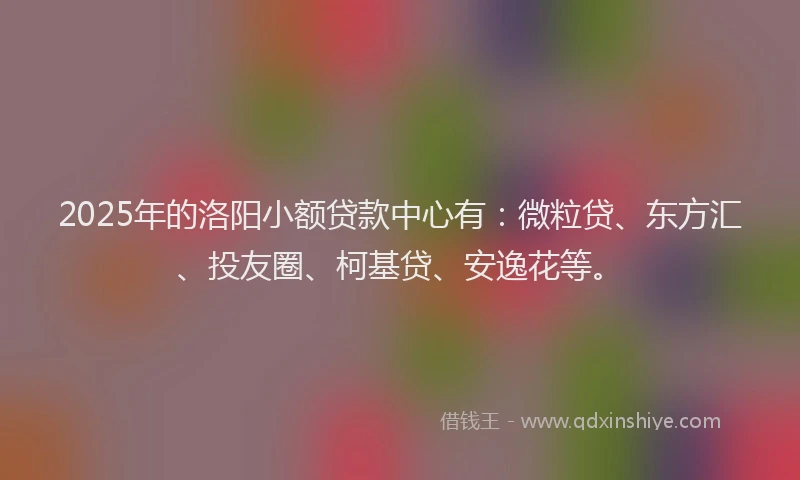 2025年的洛阳小额贷款中心有：微粒贷、东方汇、投友圈、柯基贷、安逸花等。
