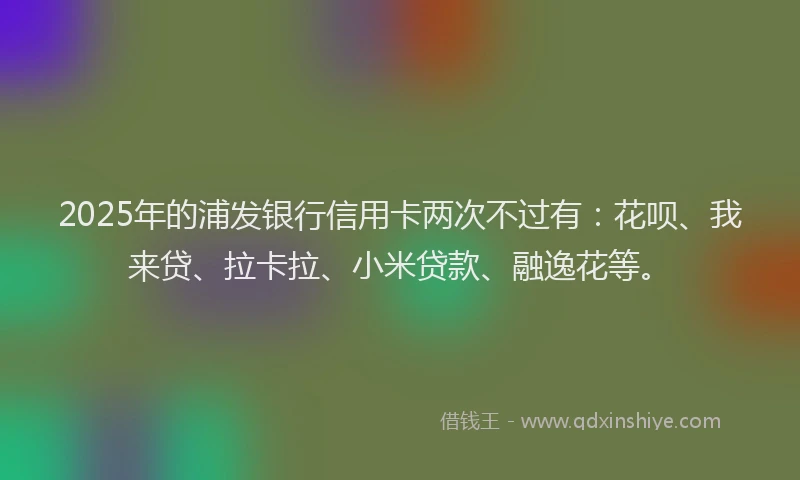 2025年的浦发银行信用卡两次不过有：花呗、我来贷、拉卡拉、小米贷款、融逸花等。