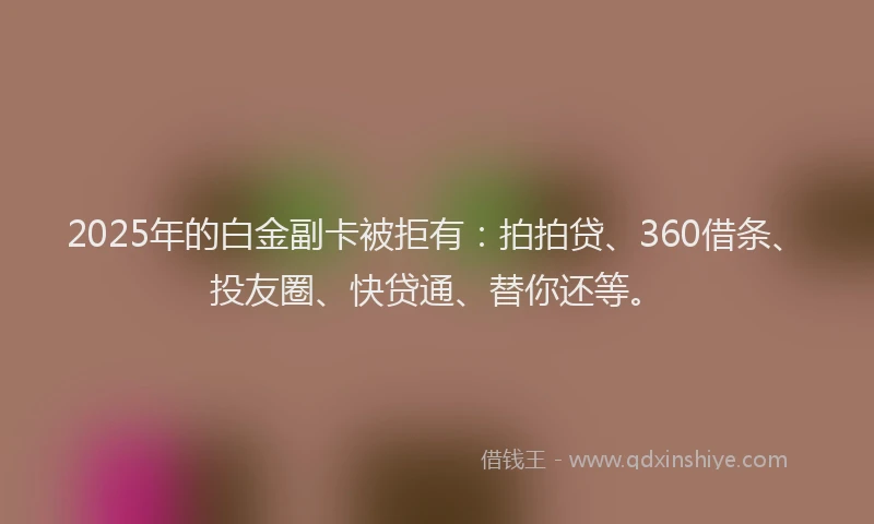 2025年的白金副卡被拒有：拍拍贷、360借条、投友圈、快贷通、替你还等。