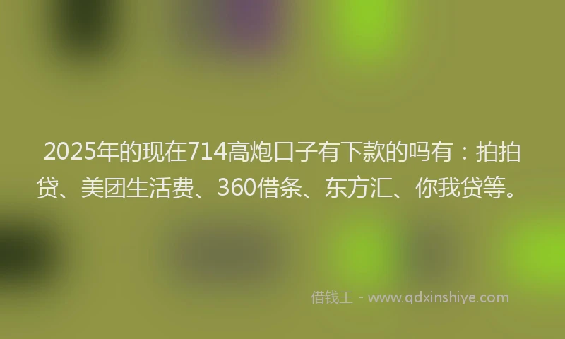 2025年的现在714高炮口子有下款的吗有：拍拍贷、美团生活费、360借条、东方汇、你我贷等。