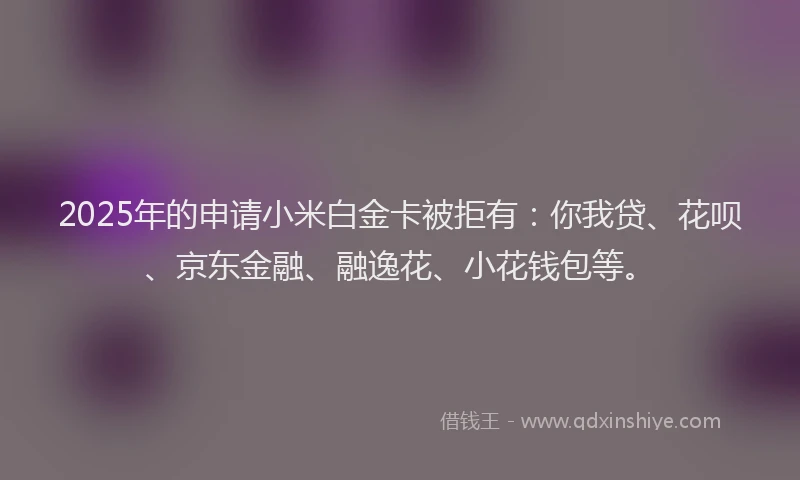 2025年的申请小米白金卡被拒有：你我贷、花呗、京东金融、融逸花、小花钱包等。